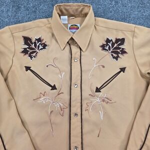 VTG Miller Western Wear Mens Long Sleeve Embroidered Arrow Leaf Pearl Snap Shirt